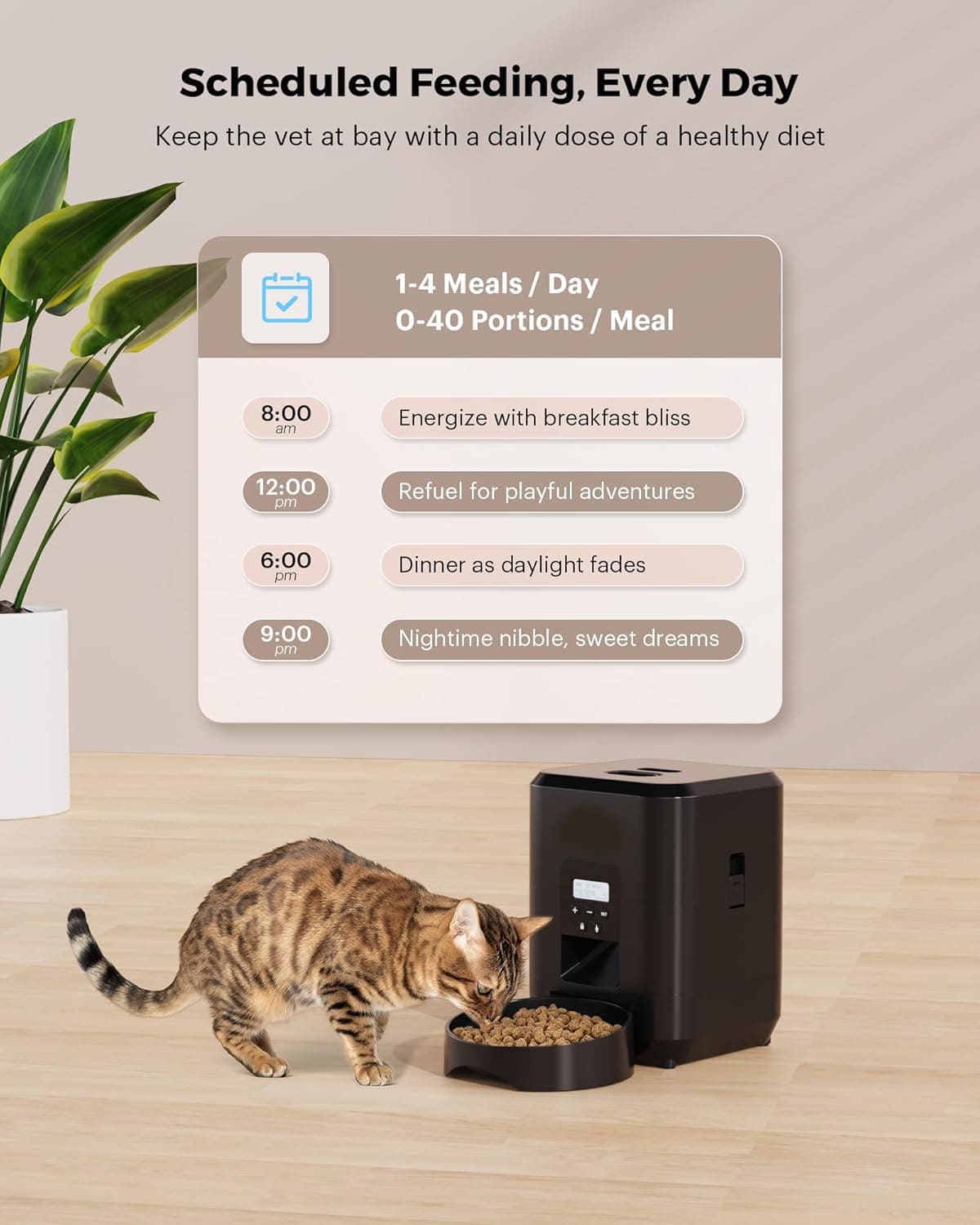 Smart Pet Feeder 2L - App/Button
