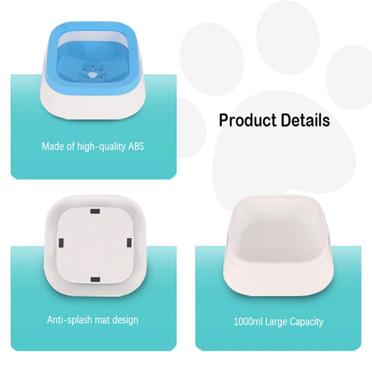 Smart Anti-Splash Water Bowl for Dogs & Cats – 1L Large Capacity, No-Spill Design