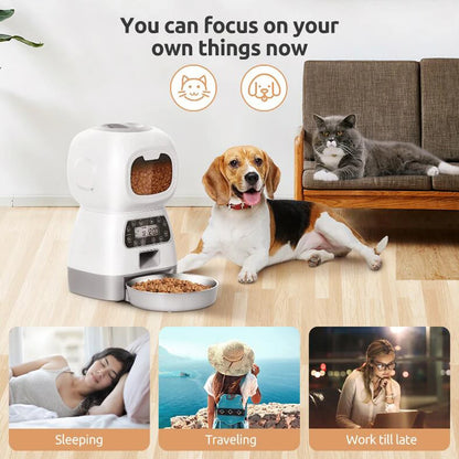 Automatic Pet Feeder with Voice Recorder & App Control 3.5L