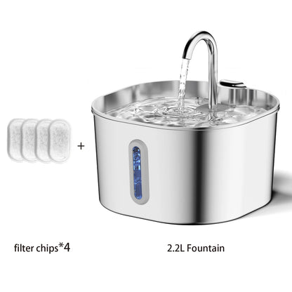 Smart Cat & Dog Water Fountain – Stainless Steel, Sensor Activated 2.2L