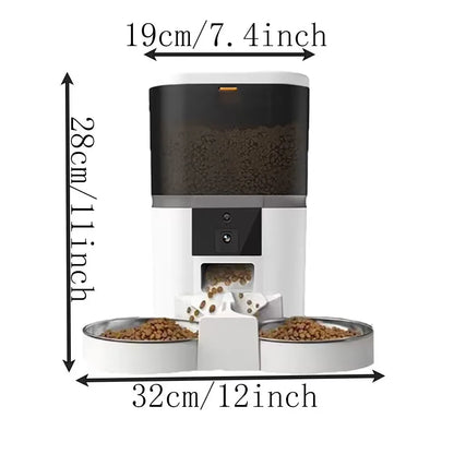 Smart Pet Feeder 4L – Dual Bowls, Camera, App Control