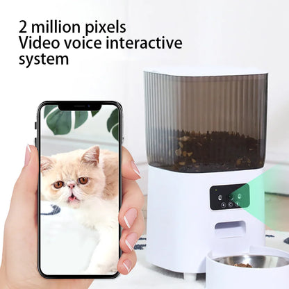 Automatic Pet Feeder Single & Double Bowl & Button, WIFI, Video 5L