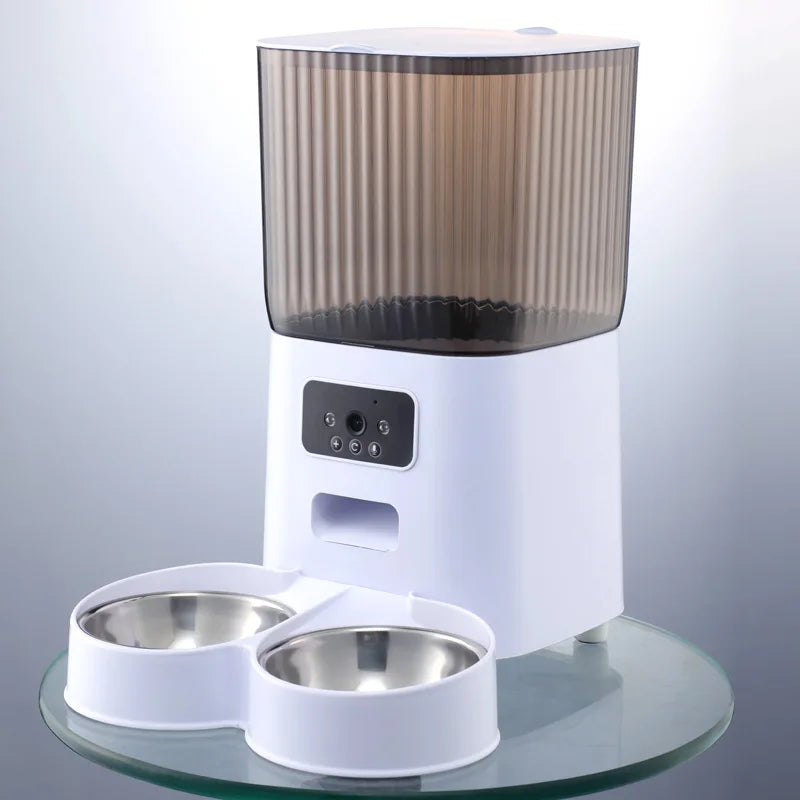 Automatic Pet Feeder Single & Double Bowl & Button, WIFI, Video 5L