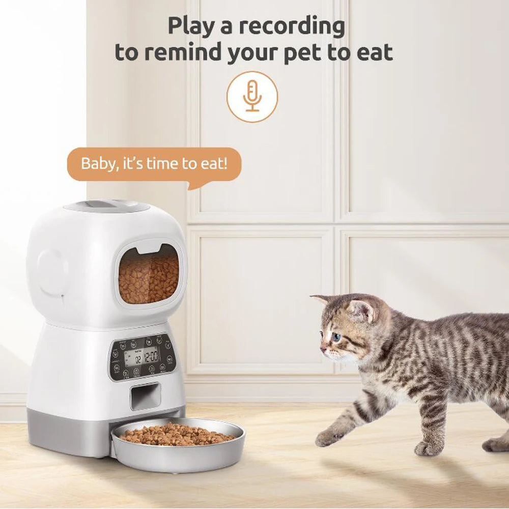 Automatic Pet Feeder with Voice Recorder & App Control 3.5L