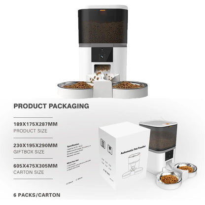Smart Pet Feeder 4L – Dual Bowls, Camera, App Control