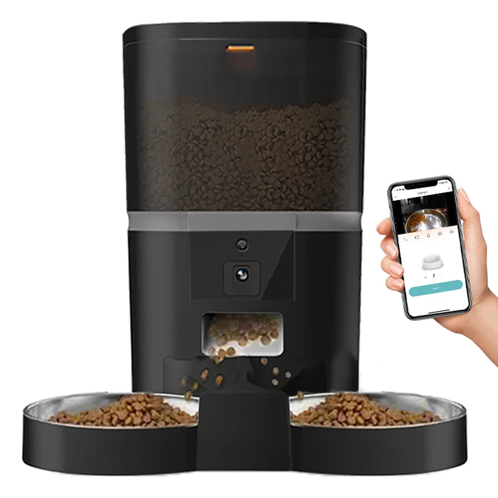 Smart Pet Feeder 4L – Dual Bowls, Camera, App Control