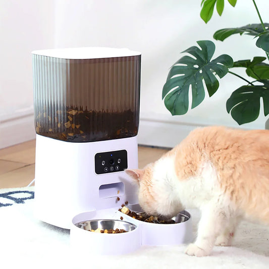 Automatic Pet Feeder Single & Double Bowl & Button, WIFI, Video 5L