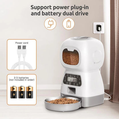 Automatic Pet Feeder with Voice Recorder & App Control 3.5L