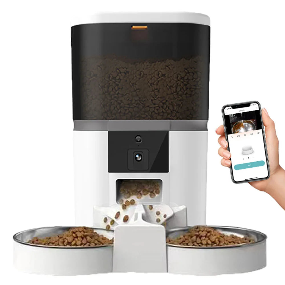 Smart Pet Feeder 4L – Dual Bowls, Camera, App Control
