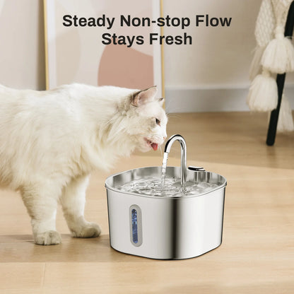 Smart Cat & Dog Water Fountain – Stainless Steel, Sensor Activated 2.2L
